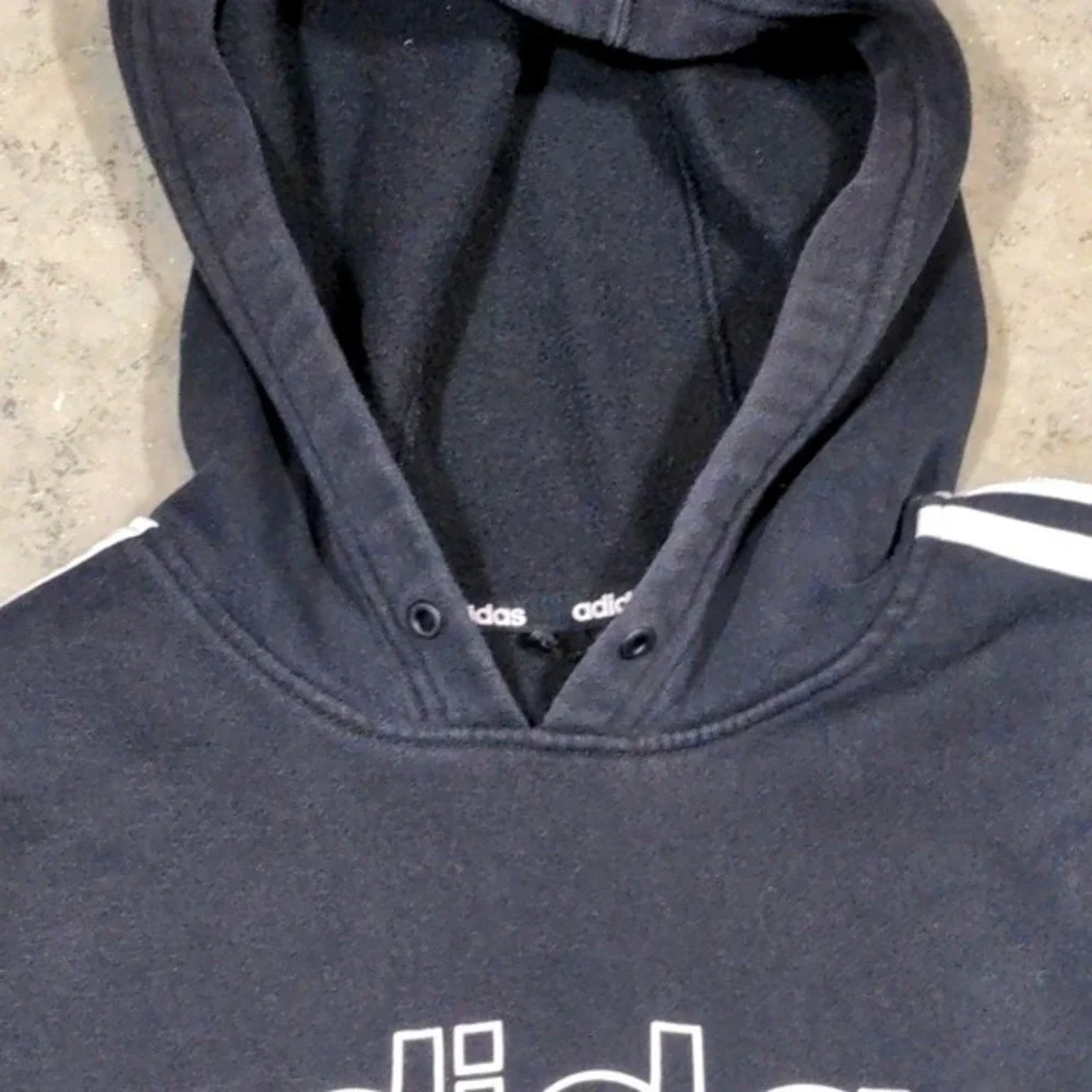 Adidas Essentials Linear Logo Hoodie Black 3-Stripe‎ Pullover Mens XL